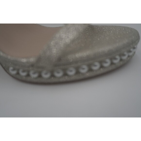 Stuart Weitzman Nudist Disco Pearl Glitter Ankle Strap Platino High Heel Size 10 - Picture 14 of 16